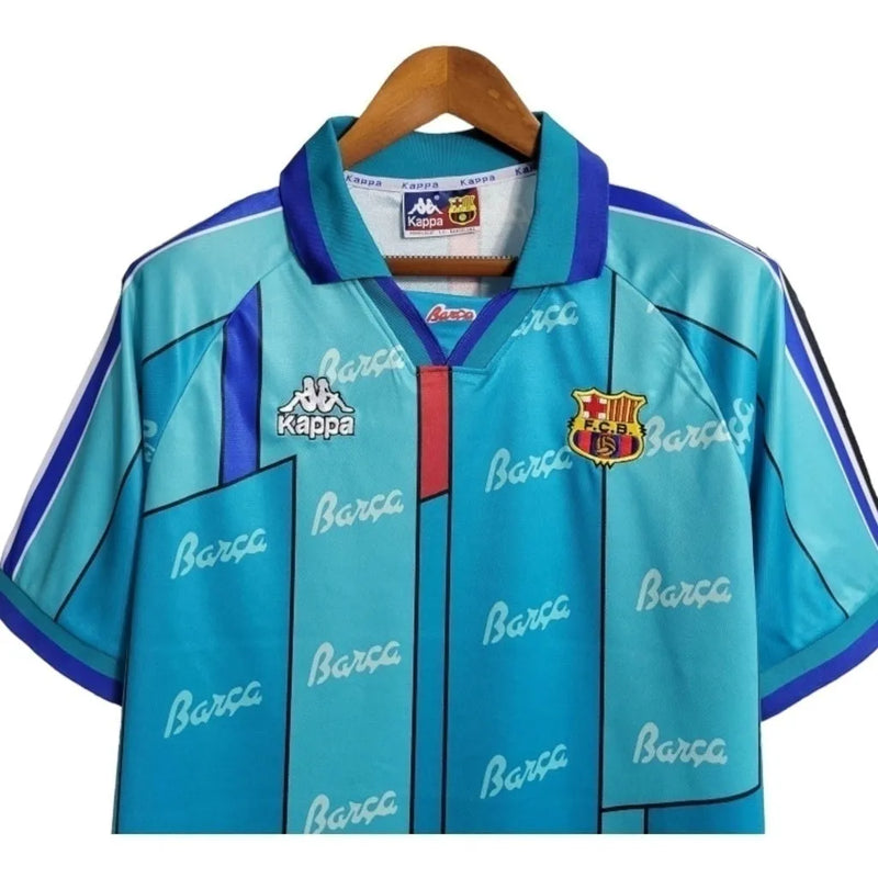 Camisa Retrô Barcelona II 95/97 - Masculina Kappa - Azul com detalhes em vermelho