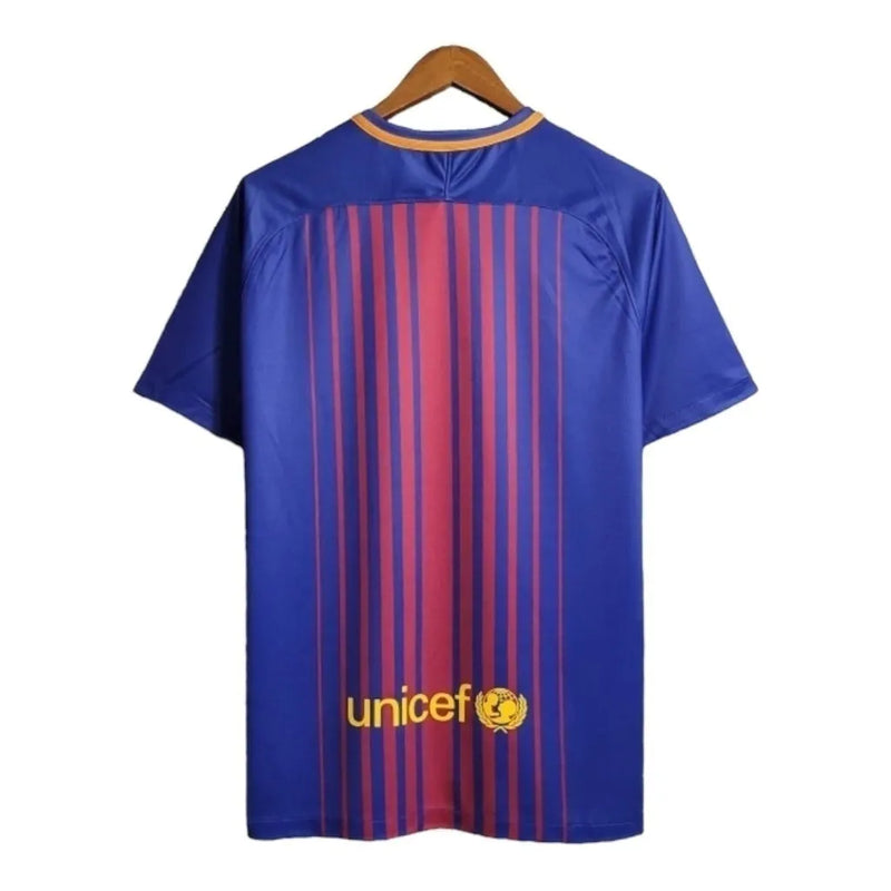 Camisa Retrô Barcelona I 17/18 - Masculina Nike - Azul com detalhes em vermelho e amarelo