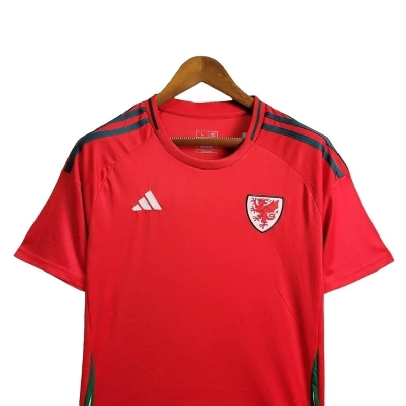 Camisa País de Gales I 24/25 - Torcedor Adidas Masculina - Vermelha