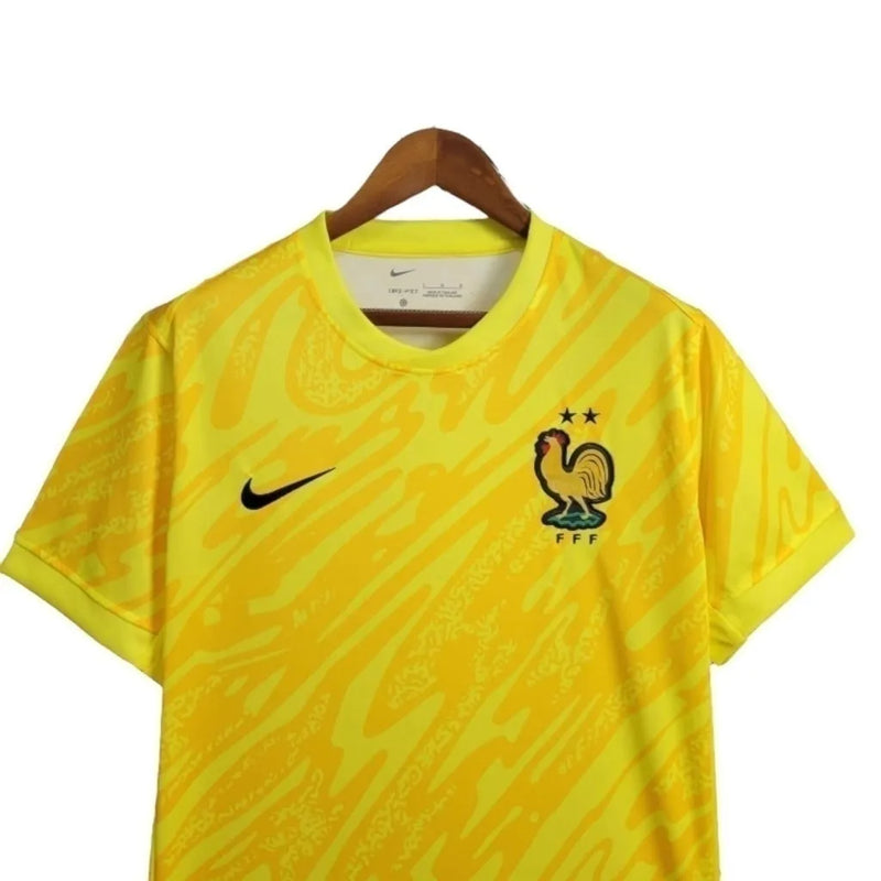 Camisa Seleção da França Goleiro 24/25 - Torcedor Nike Masculina - Amarela com detalhes em laranja