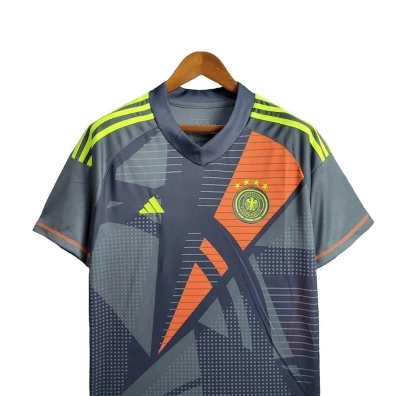 Camisa Seleção da Alemanha Goleiro 24/25 - Torcedor Adidas Masculina - Cinza com detalhes em laranja e amarelo