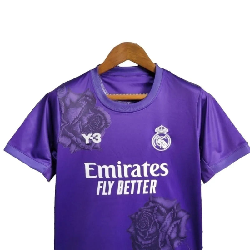 Kit Infantil Real Madrid Edição especial 24/25 - Y-3 - Roxo com desenhos de rosas