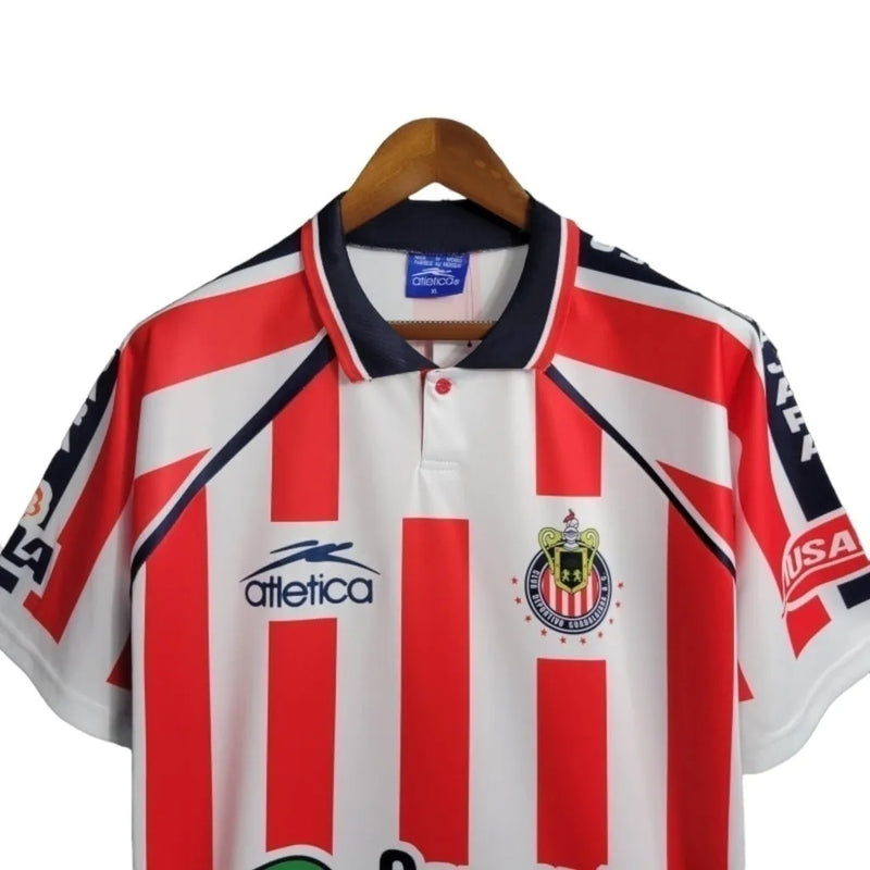 Camisa Retrô Chivas Guadalajara 2002/2003 - Masculina Atlética - Branca com detalhes em vermelho e azul