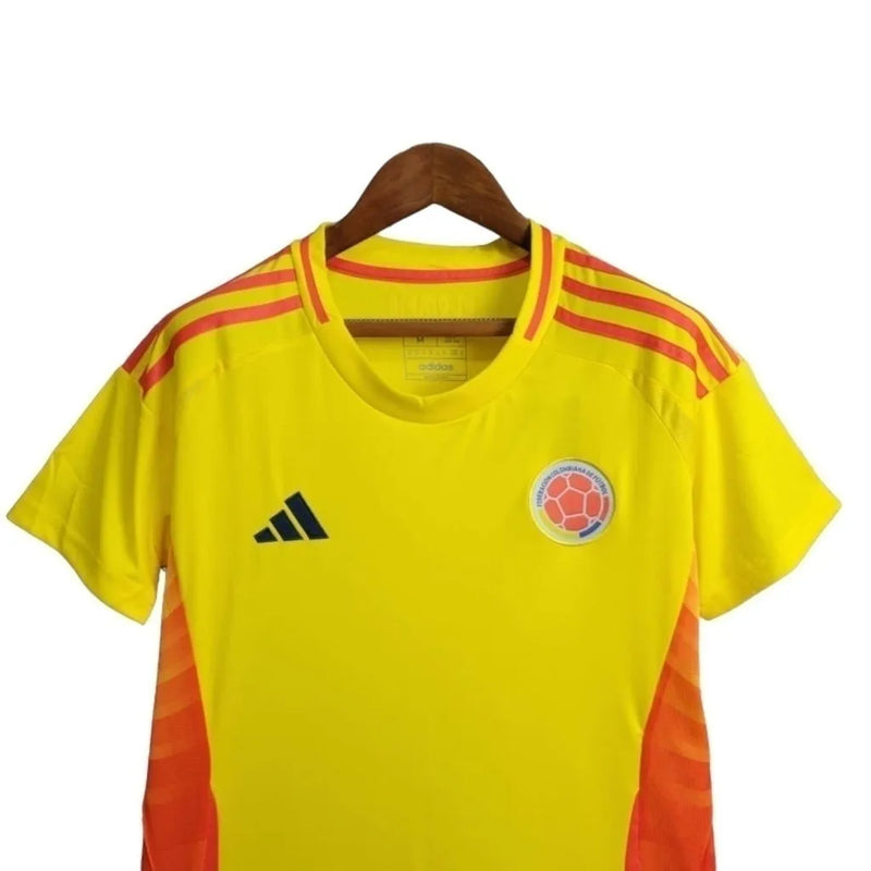 Camisa Seleção da Colômbia I 24/25 - Torcedor Adidas Feminina - Amarela com detalhes em laranja