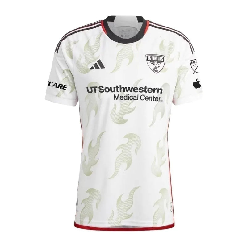 Camisa FC Dallas II 24/25 - Torcedor Adidas Masculina - Branca com detalhes em vermelho e preto e verde