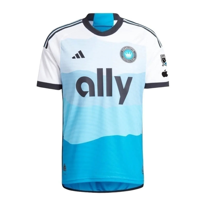 Camisa Charlotte FC I 24/25 - Torcedor Adidas Masculina - Branca com detalhes em azul