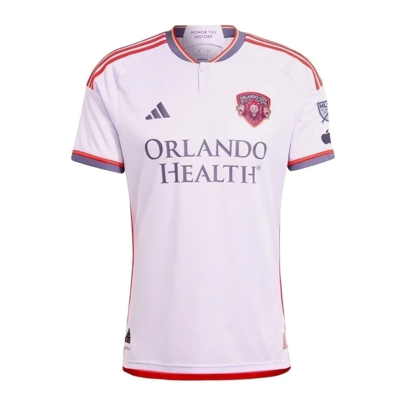 Camisa Orlando City II 24/25 - Torcedor Adidas Masculina - Branca com detalhes em roxo e vermelho