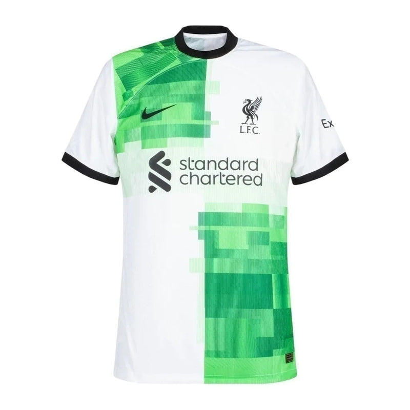 Camisa Liverpool II 23/24 - Torcedor Nike Masculina - Branca com detalhes em verde e preto