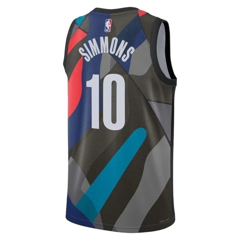 Camiseta Regata NBA Brooklyn Nets 23/24 - Masculina Nike - Preta com detalhes multicoloridos