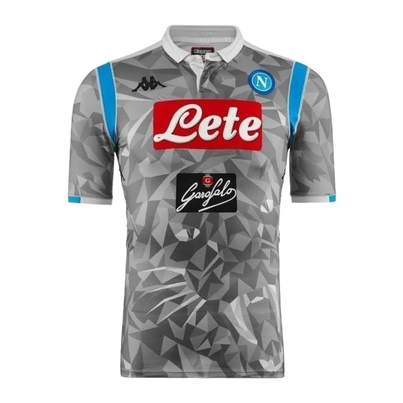 Camisa Retrô Napoli III 2019/20 - Masculina Kappa - Cinza com detalhes em azul