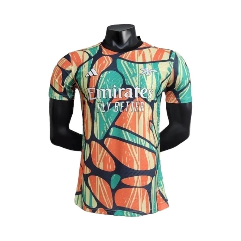 Camisa Arsenal Pré-jogo 24/25 - Jogador Adidas Masculina - Laranja e verde e azul