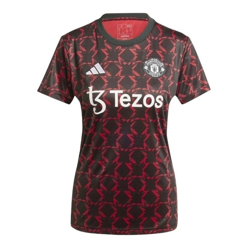 Camisa Manchester United Pré-jogo 24/25 - Torcedor Adidas Feminina - Vermelha