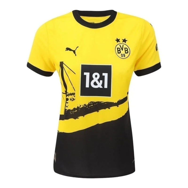 Camisa Borussia Dortmund I 23/24 - Torcedor Puma Feminina - Amarela e preta