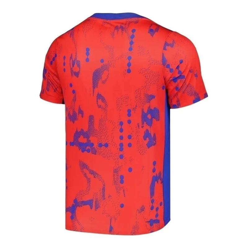 Camisa Atlético de Madrid Pré-jogo 24/25 - Torcedor Nike Masculina - Vermelha com detalhes em azul