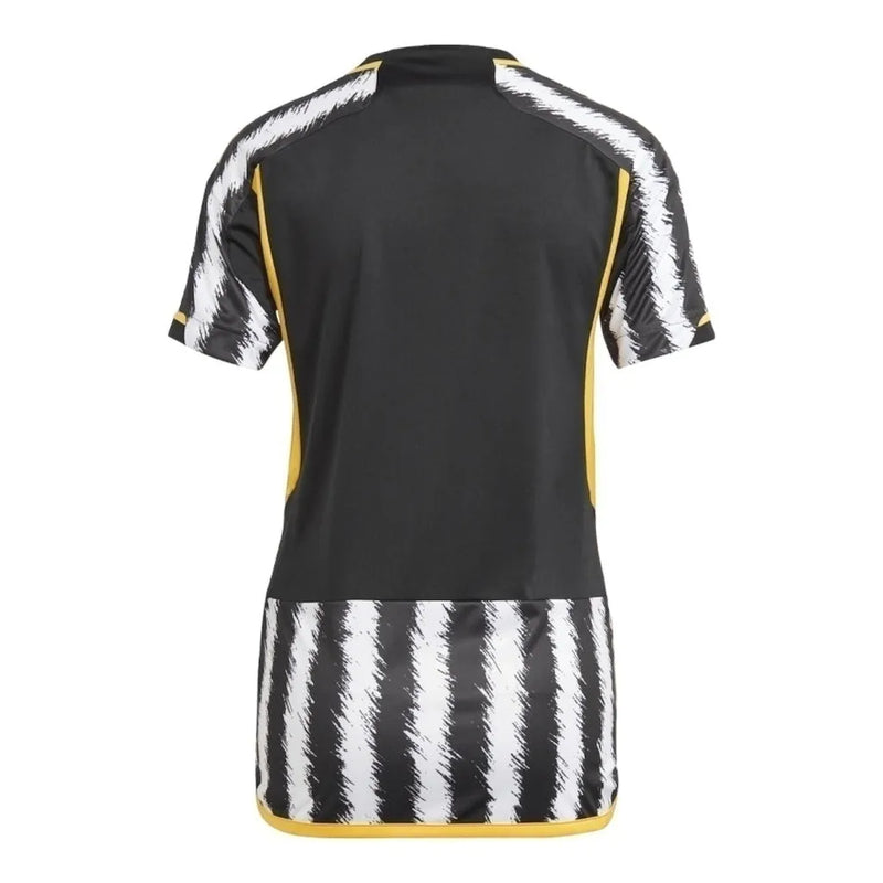 Camisa Juventus I 23/24 - Torcedor Adidas Feminina - Branca e preta com detalhes em amarelo