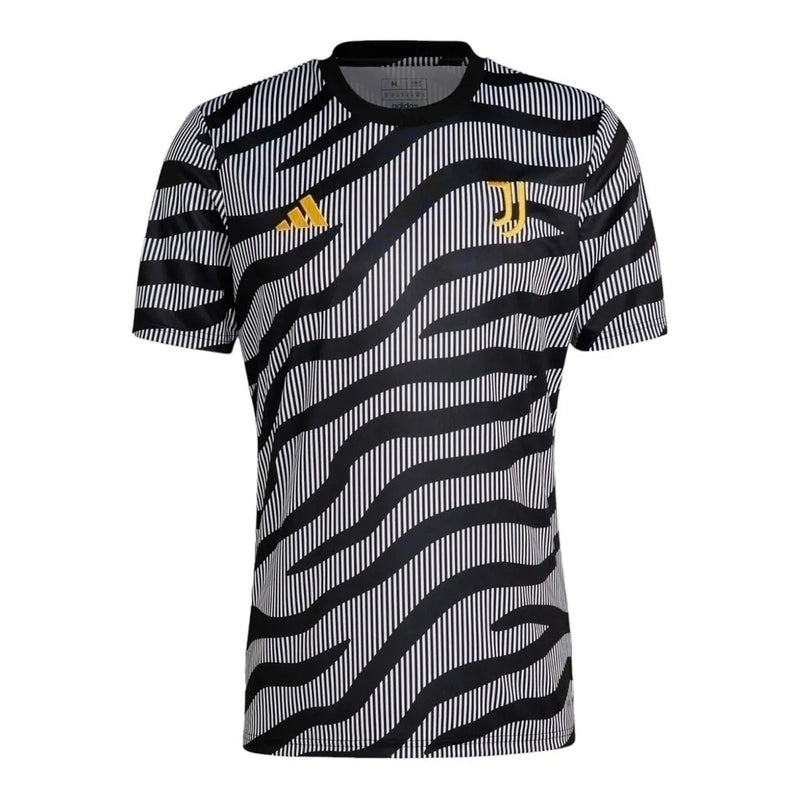 Camisa Juventus Pré-jogo 23/24 - Torcedor Adidas Masculina - Preta com detalhes em branco