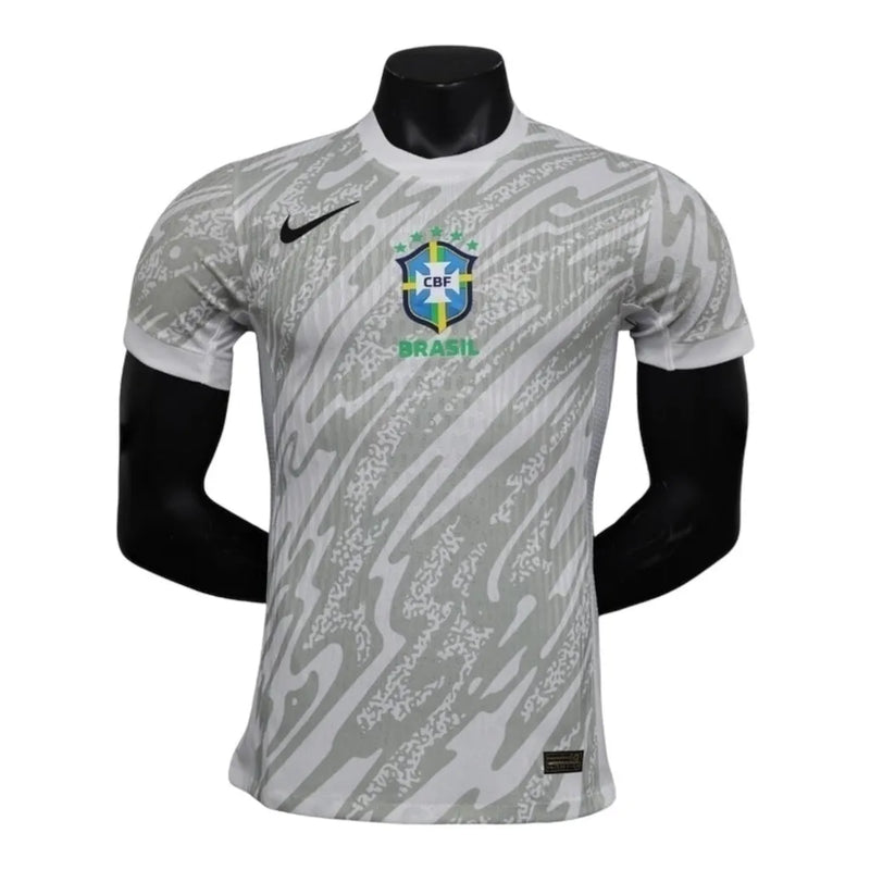 Camisa Seleção Brasileira Goleiro 24/25 - Jogador Nike Masculina - Branca com detalhes em cinza