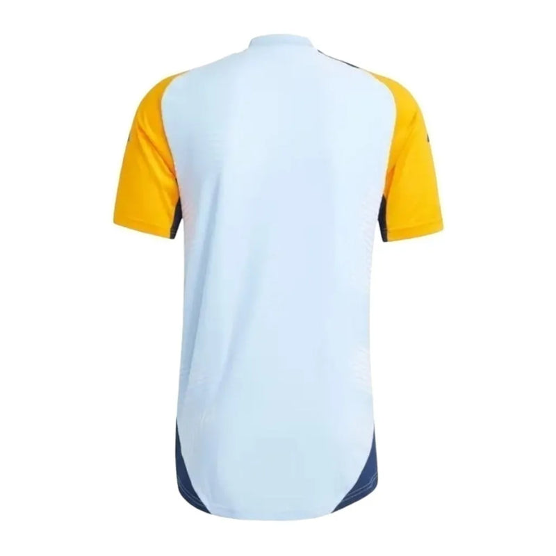 Camisa Real Madrid Treino 24/25 - Torcedor Adidas Masculina - Azul com detalhes amarelo