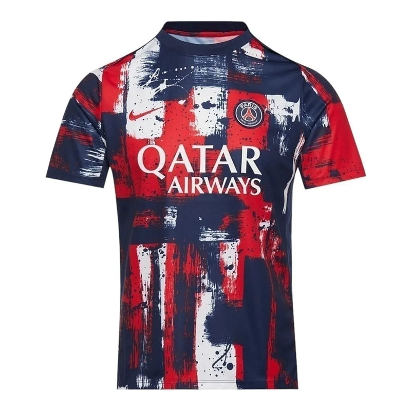 Camisa Paris Saint-Germain Pré-jogo I 24/25 - Torcedor Adidas Masculina - Azul com detalhes em vermelho