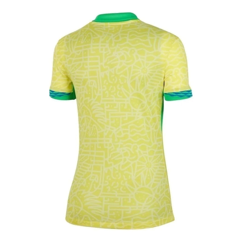 Camisa Seleção Brasileira I 24/25 - Torcedor Nike Feminina - Amarela com detalhes em verde