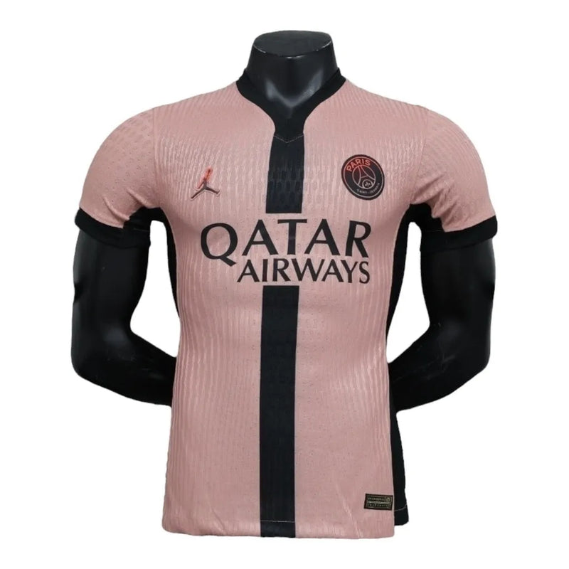 Camisa Paris Saint-Germain III 24/25 - Jogador Nike Masculina - Rosa com detalhes em azul