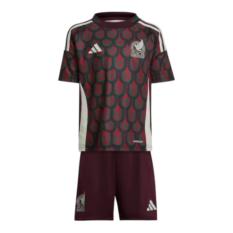 Kit Infantil Seleção do México I 24/25 - Adidas - Vinho com detalhes em verde