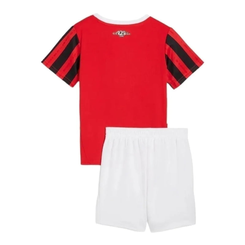 Kit Infantil AC Milan I 24/25 - Puma - Vermelho e preto e branco