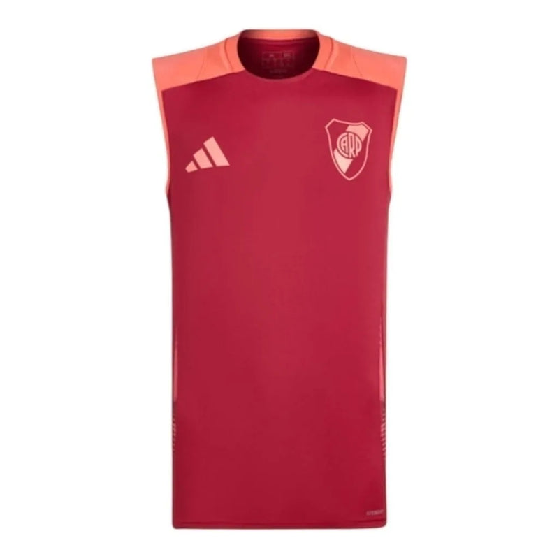 Camisa Regata River Plate Treino 24/25 - Torcedor Adidas Masculina - Vermelha com detalhes em laranja