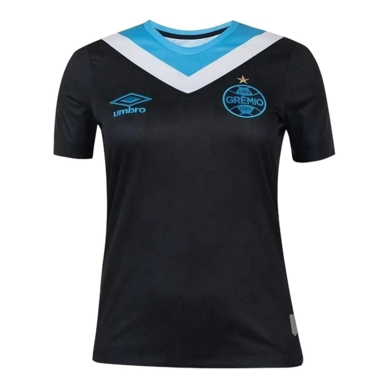 Camisa Grêmio III 24/25 - Torcedor Umbro Feminina - Preta com detalhes em azul e branco