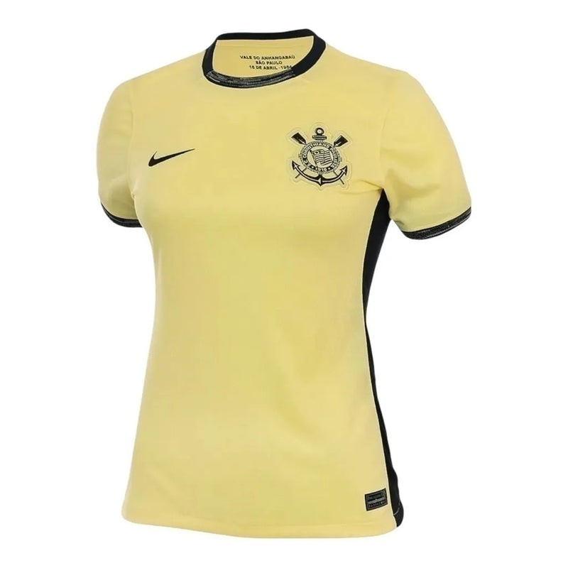 Camisa Corinthians III 23/24 - Torcedor Nike Feminina - Amarela com detalhes em preto