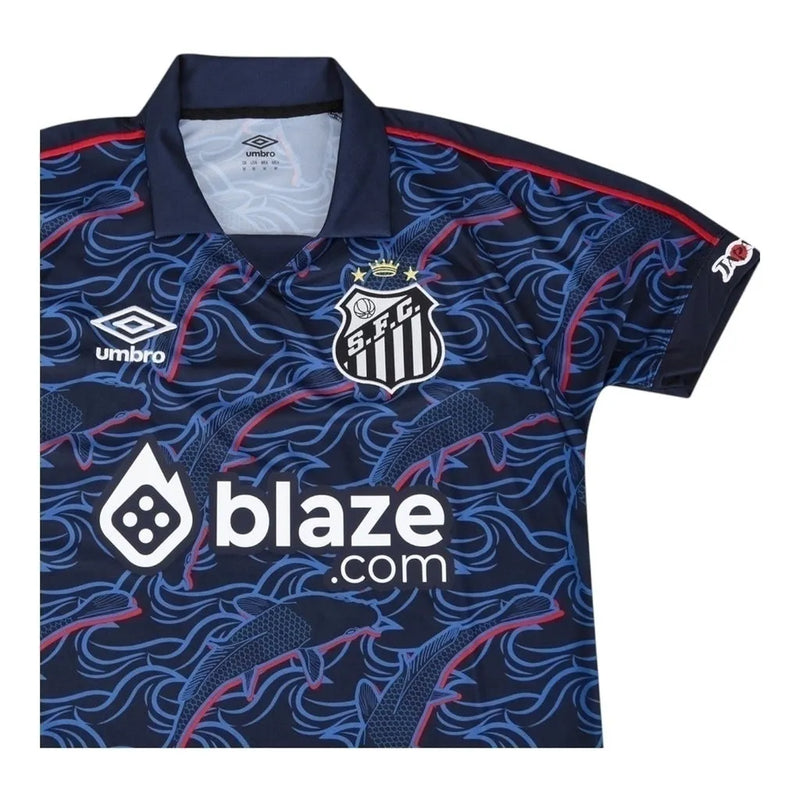 Camisa Santos III 23/24 - Torcedor Umbro Masculina - Azul com detalhes em vermelho