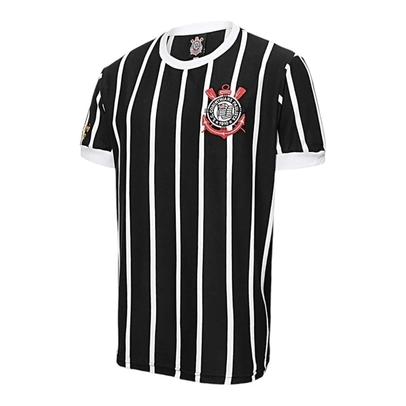 Camisa Retrô Corinthians 1982 - Masculina - Preta com listras brancas