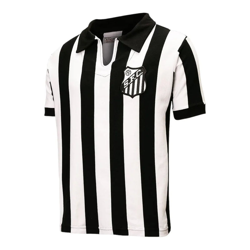 Camisa Retrô Santos 1956 - Masculina - Branca e preta