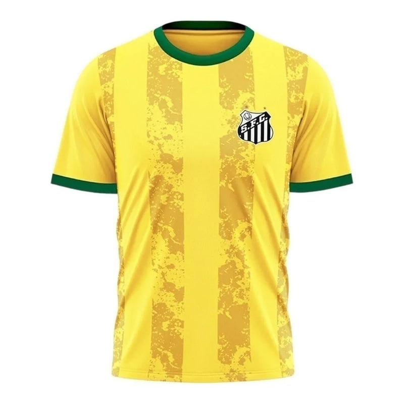 Camisa Retrô Santos Brasil Copa 2022 - Masculina - Amarela com detalhes em verde