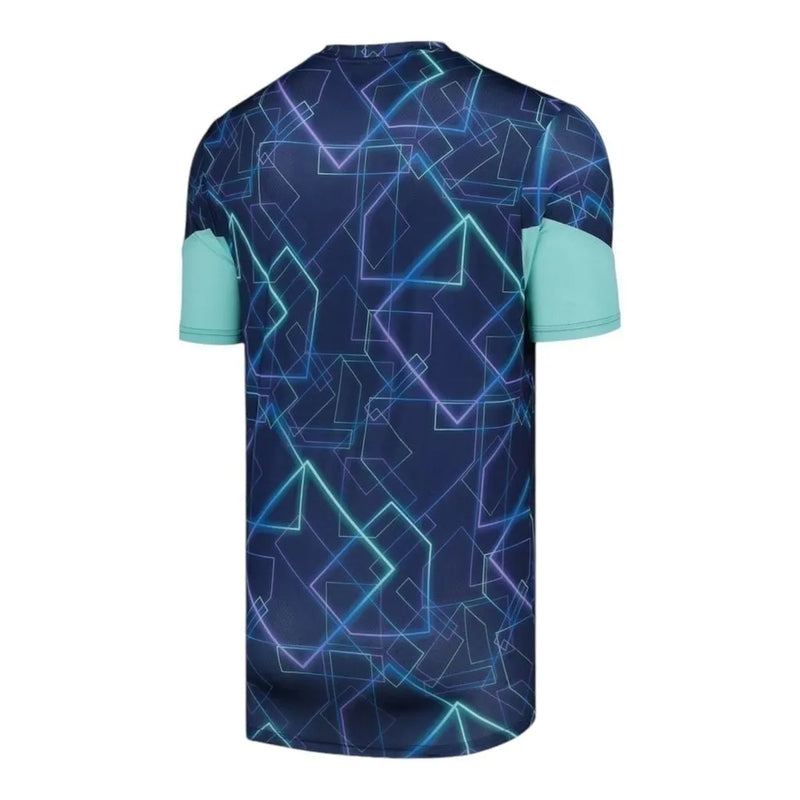 Camisa Everton Pré-jogo 24/25 - Torcedor Castore Masculina - Azul com detalhes em verde e roxo