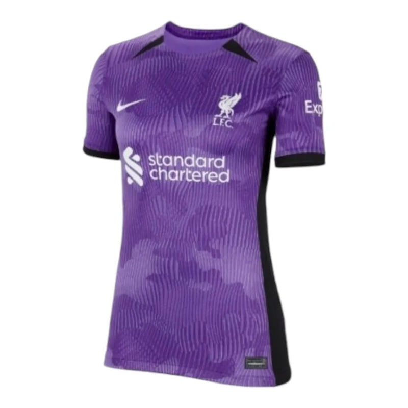 Camisa Liverpool III 23/24 - Torcedor Nike Feminina - Roxa com detalhes em preto