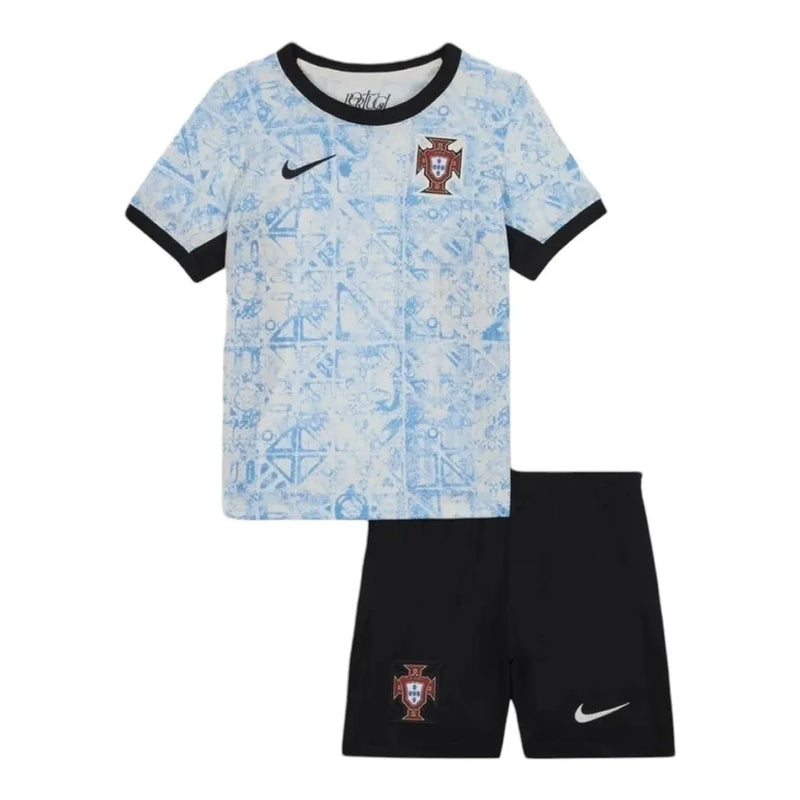 Kit Infantil Seleção Portugal II 24/25 - Nike - Branco com detalhes em azul