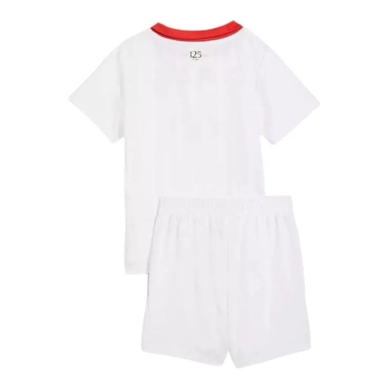 Kit Infantil AC Milan II 24/25 - Puma - Branco com detalhes em vermelho