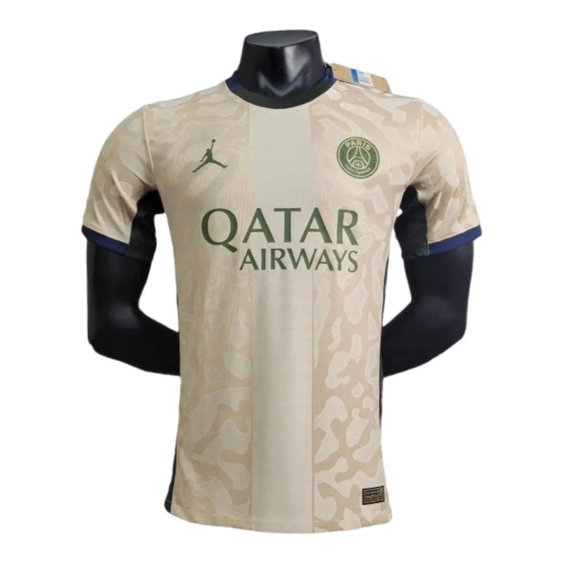 Camisa Paris Saint-German Fourth 24/25 - Jogador Jordan Masculina - Bege com detalhes em verde