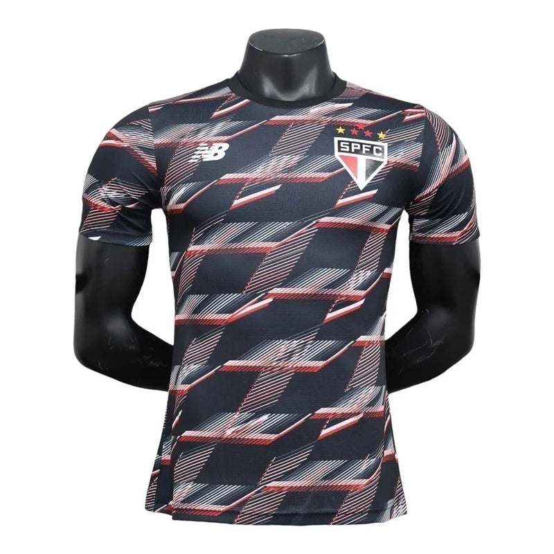 Camisa São Paulo Treino 24/25 - Jogador New Balance Masculina - Preta com detalhes em vermelho e branco