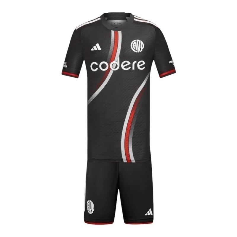 Kit Infantil River Plate III 24/25 - Adidas - Preta com detalhes em vermelho