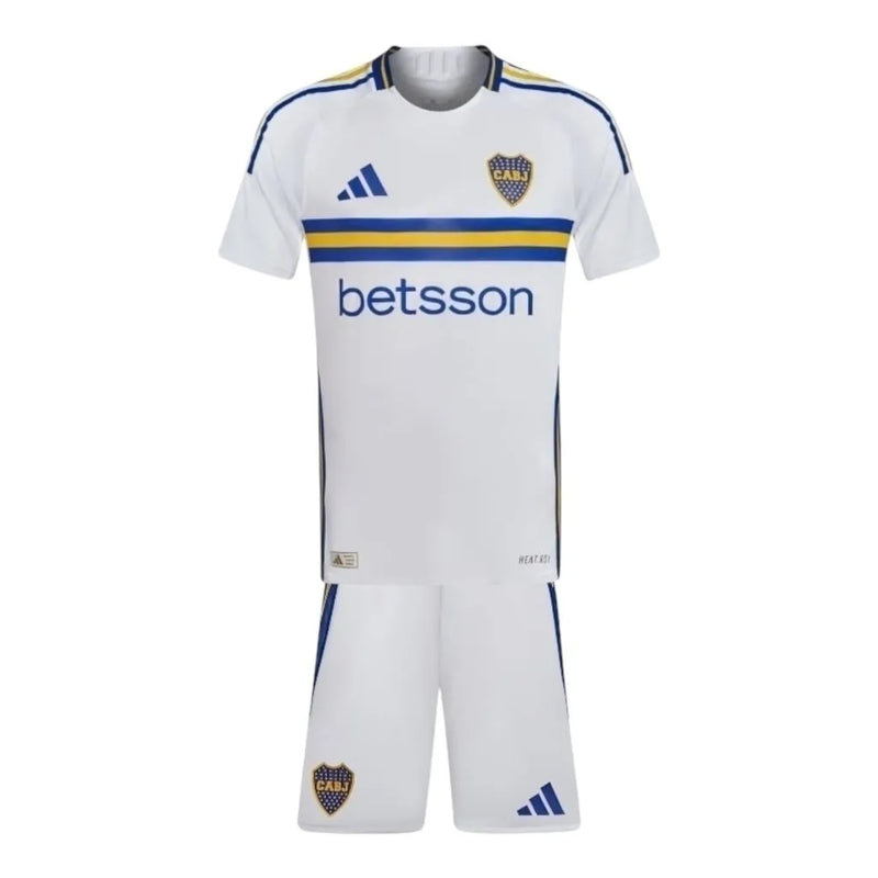 Kit Infantil Boca Juniors II 24/25 - Adidas - Branco com detalhes em azul e amarelo