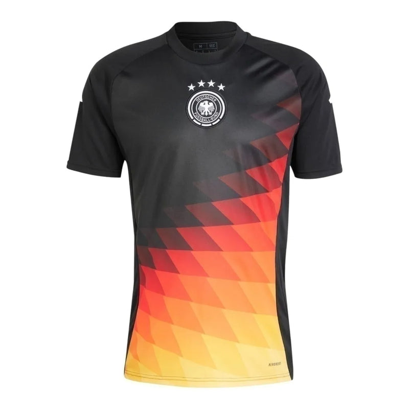 Camisa Seleção Alemanha Pré-jogo 24/25 - Torcedor Adidas Masculina - Preta com detalhes em vermelho e amarelo