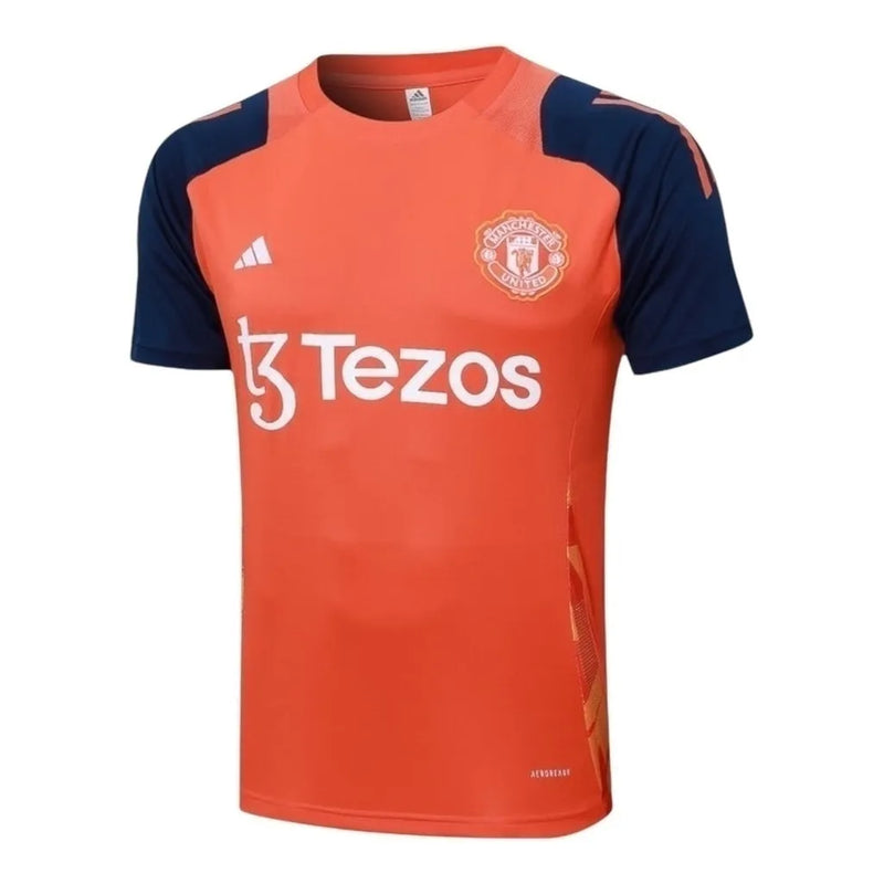 Camisa Manchester United Treino 24/25 - Torcedor Adidas Masculina - Laranja e azul