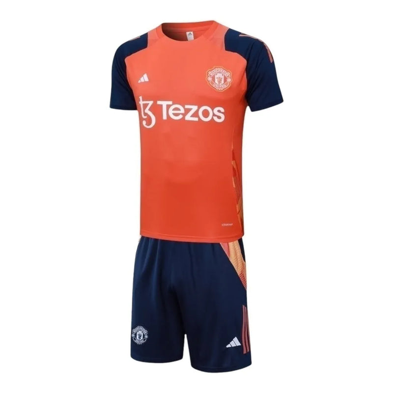 Kit Infantil Manchester United Treino 24/25 - Adidas - Azul e laranja