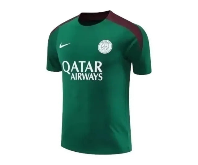 Camisa Paris Saint-Germain Treino 24/25 - Torcedor Nike Masculina - Verde com detalhes em vinho