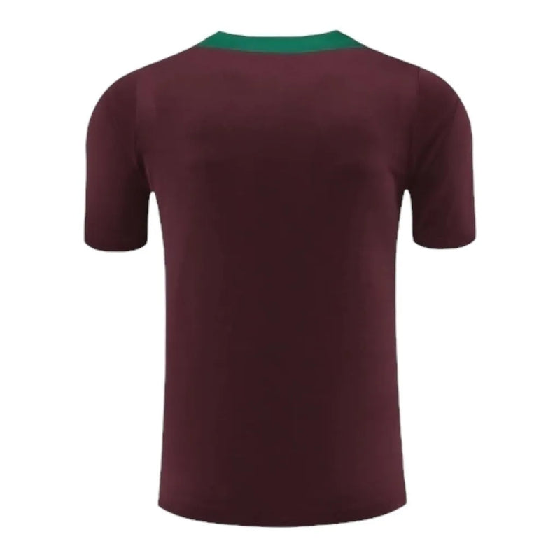 Camisa Paris Saint-Germain Treino 24/25 - Torcedor Nike Masculina - Vinho com detalhes em verde