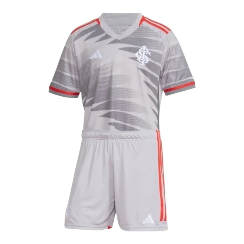 Kit Infantil Internacional III 24/25 - Adidas - Cinza com detalhes em vermelho