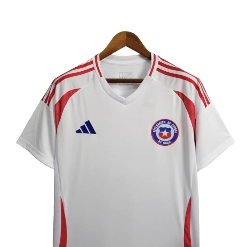 Camisa Chile II 24/25 - Torcedor Adidas Masculina - Branca com detalhes em vermelho