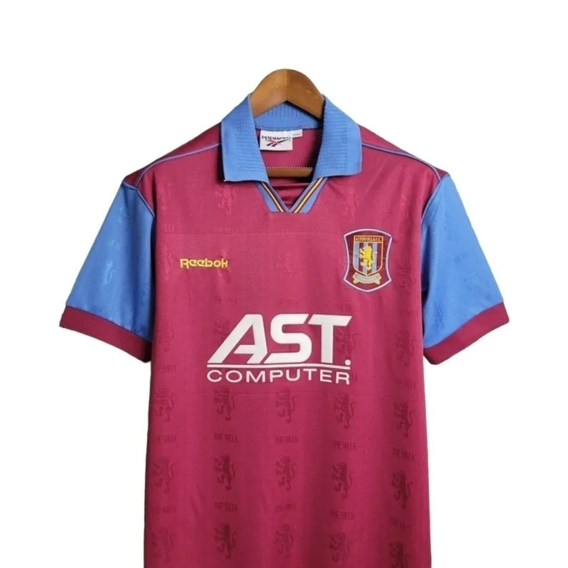 Camisa Aston Villa I 1995/1997 - Reebok Masculina - Vinho com detalhes em azul